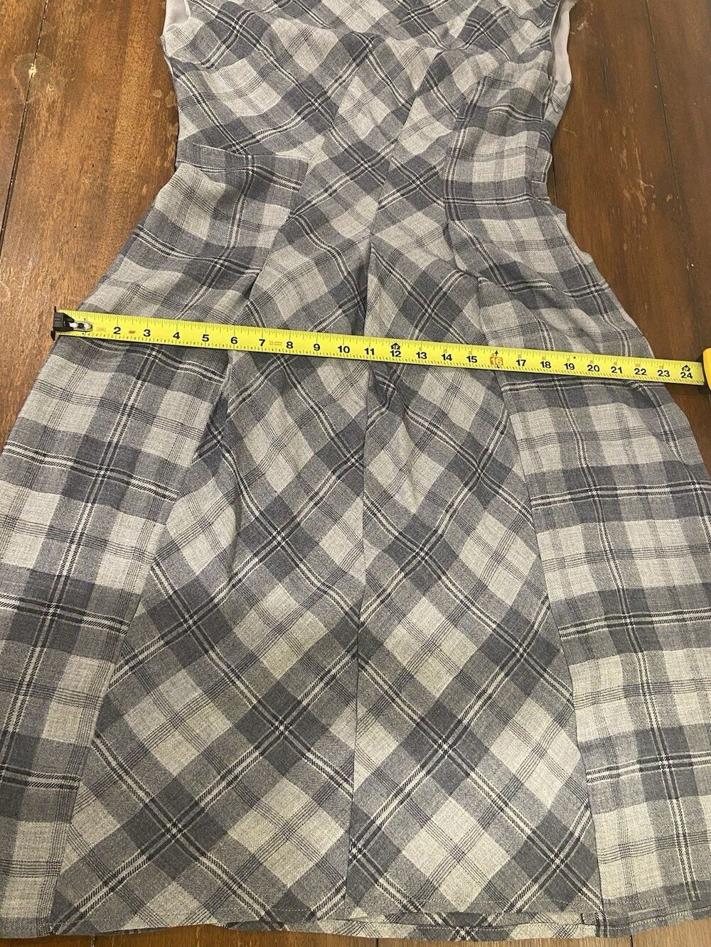 Sundance Womens Cap Sleeve a Line Dress Gray Plaid Dress - Picture 12 of 16